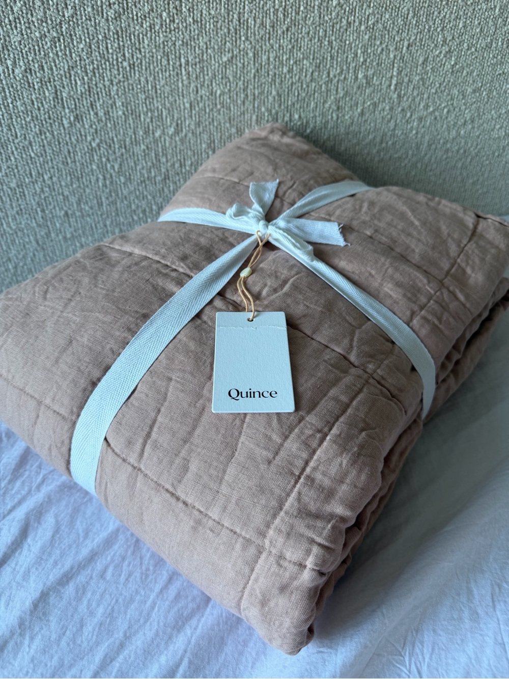 Quince Lightweight European Linen Box Quilt Full/Queen Dusty Mauve - Picture 3 of 9